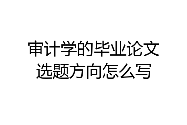 审计学的毕业论文选题方向怎么写
