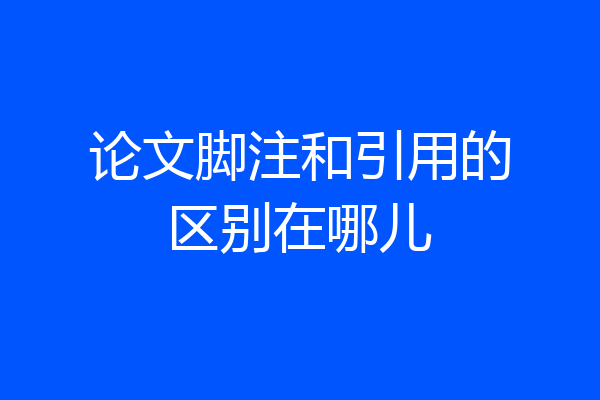 论文脚注和引用的区别在哪儿
