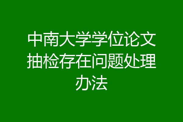 中南大学学位论文抽检存在问题处理办法