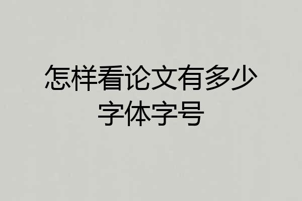 怎样看论文有多少字体字号