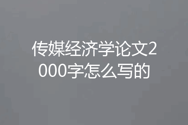传媒经济学论文2000字怎么写的
