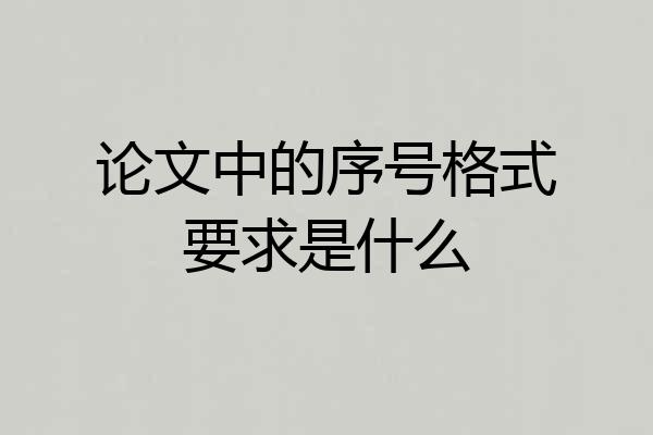 论文中的序号格式要求是什么