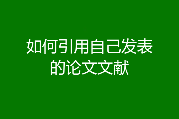 如何引用自己发表的论文文献