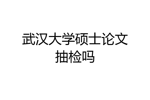 武汉大学硕士论文抽检吗