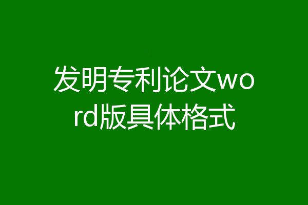 发明专利论文word版具体格式