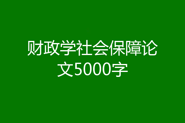 财政学社会保障论文5000字