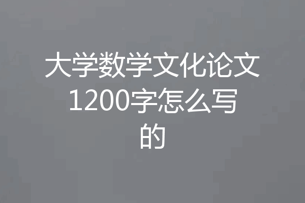大学数学文化论文1200字怎么写的