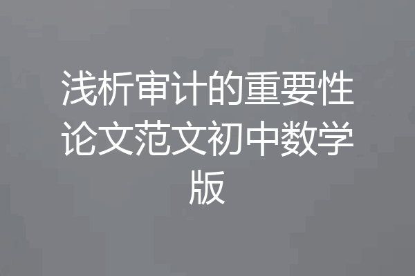 浅析审计的重要性论文范文初中数学版