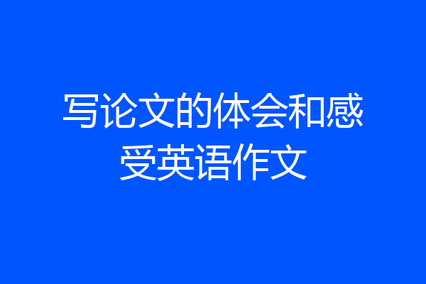 写论文的体会和感受英语作文