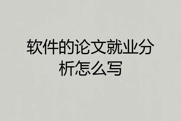 软件的论文就业分析怎么写