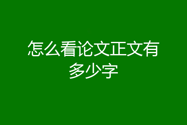 怎么看论文正文有多少字