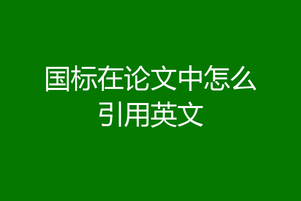 国标在论文中怎么引用英文