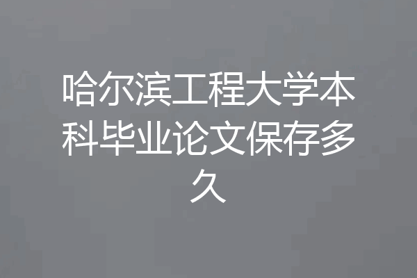 哈尔滨工程大学本科毕业论文保存多久