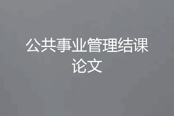公共事业管理结课论文