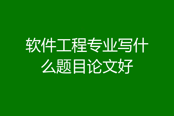 软件工程专业写什么题目论文好