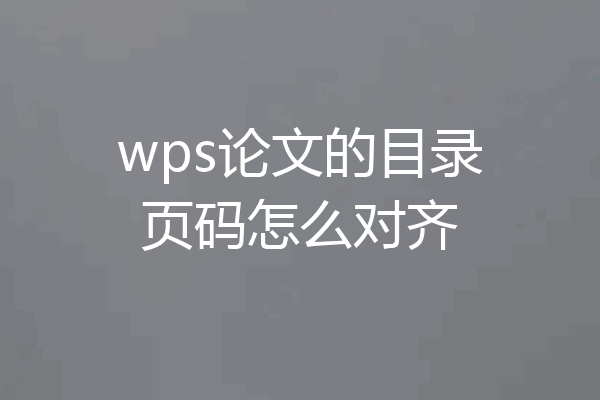 wps论文的目录页码怎么对齐