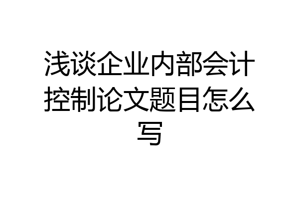 浅谈企业内部会计控制论文题目怎么写
