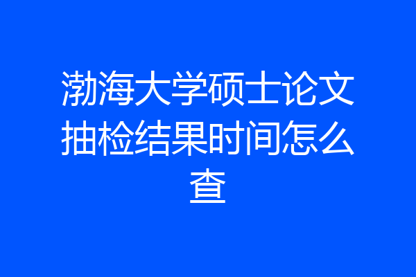 渤海大学硕士论文抽检结果时间怎么查