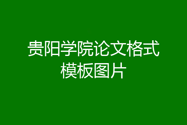 贵阳学院论文格式模板图片