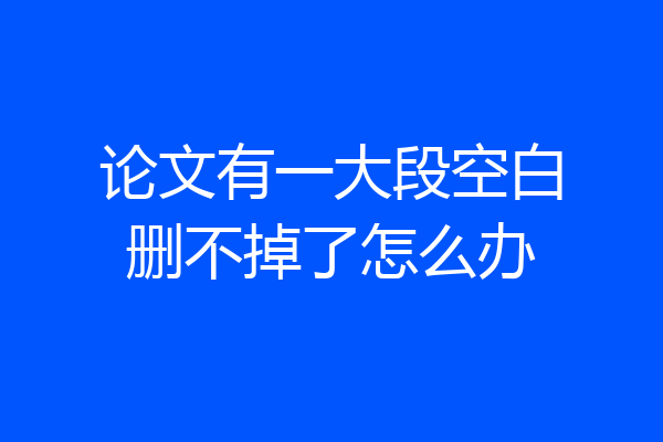 论文有一大段空白删不掉了怎么办