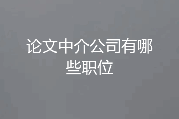 论文中介公司有哪些职位