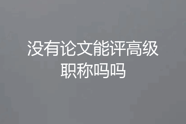没有论文能评高级职称吗吗