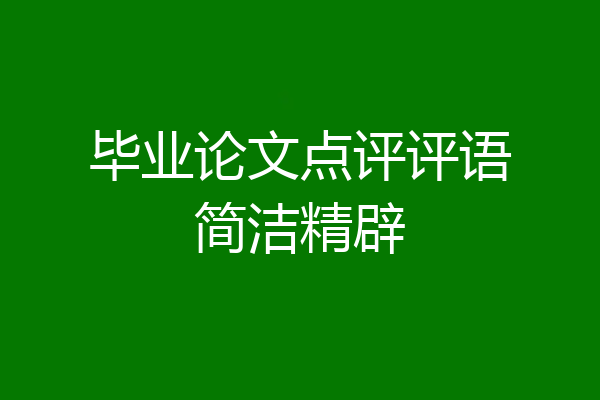 毕业论文点评评语简洁精辟