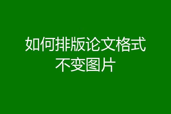 如何排版论文格式不变图片