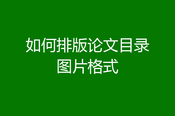 如何排版论文目录图片格式