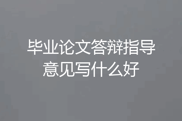 毕业论文答辩指导意见写什么好