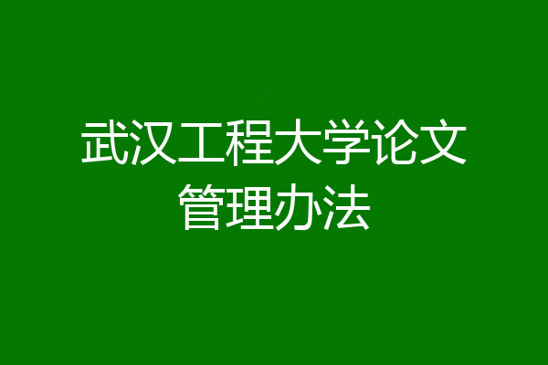武汉工程大学论文管理办法