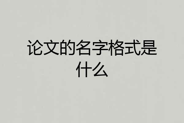 论文的名字格式是什么