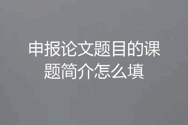申报论文题目的课题简介怎么填