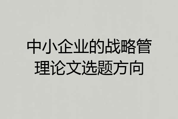 中小企业的战略管理论文选题方向