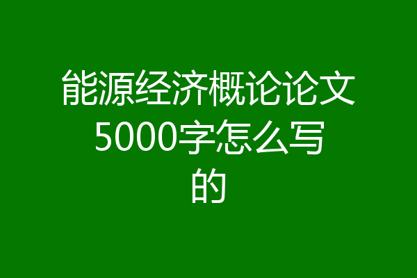 能源经济概论论文5000字怎么写的