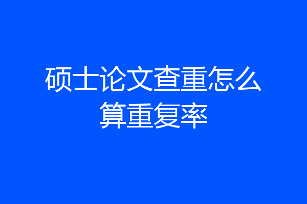 硕士论文查重怎么算重复率