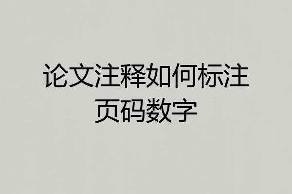 论文注释如何标注页码数字