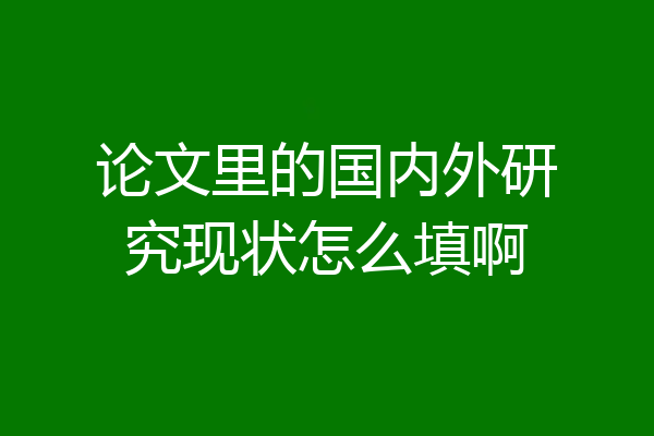 论文里的国内外研究现状怎么填啊
