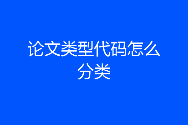 论文类型代码怎么分类