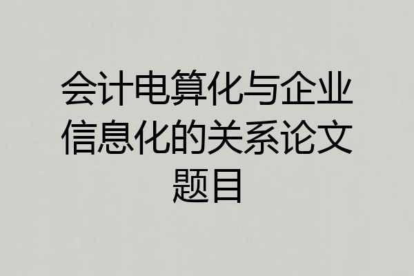 会计电算化与企业信息化的关系论文题目