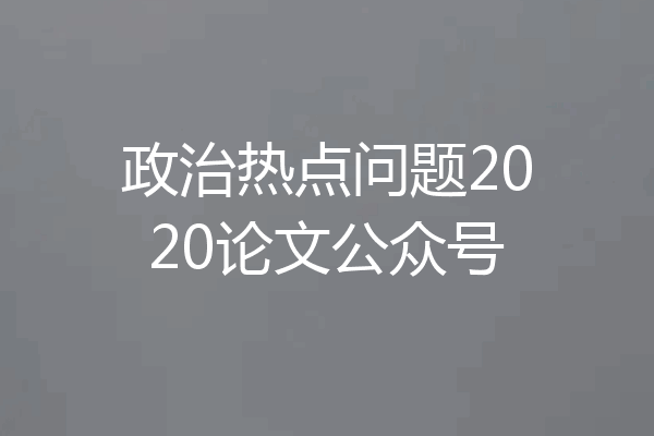 政治热点问题2020论文公众号