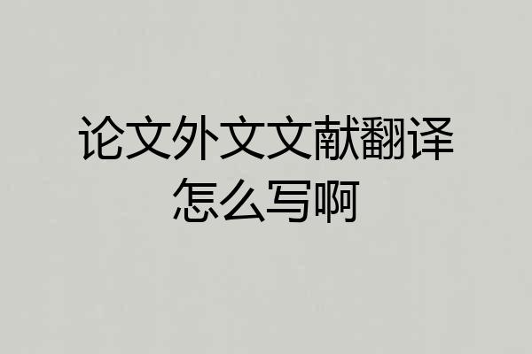 论文外文文献翻译怎么写啊