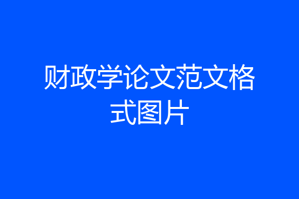 财政学论文范文格式图片