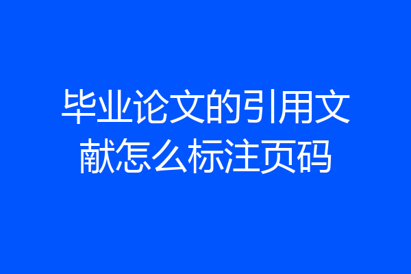 毕业论文的引用文献怎么标注页码
