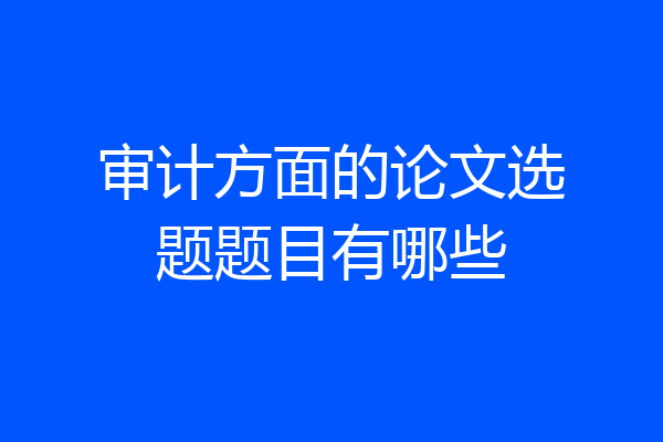 审计方面的论文选题题目有哪些