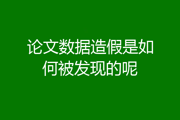 论文数据造假是如何被发现的呢