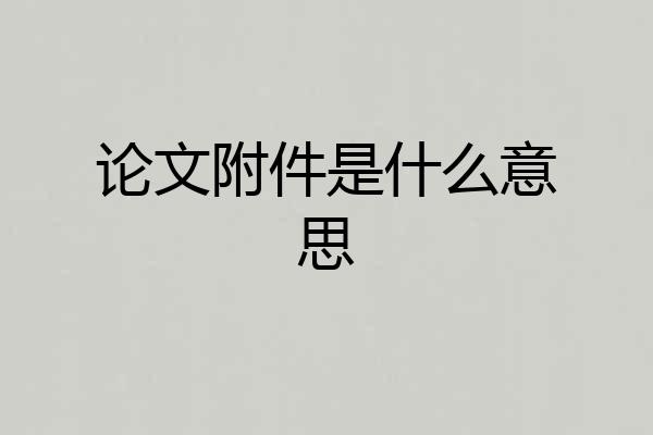 论文附件是什么意思
