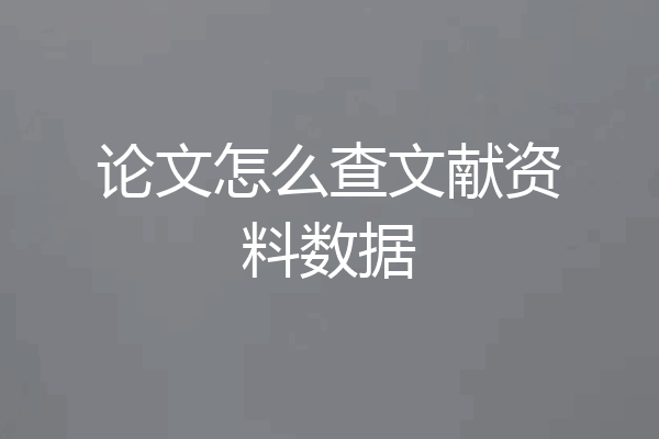论文怎么查文献资料数据