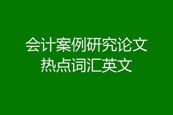 会计案例研究论文热点词汇英文