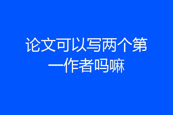 论文可以写两个第一作者吗嘛